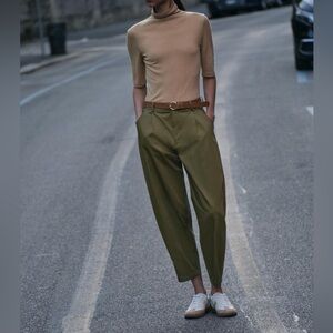 NWT Zara Baggy Belted Chino Pants in Khaki + NWOT Marsté Black Harem Pants